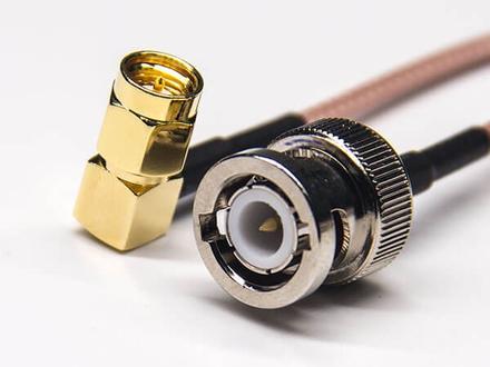 BNC male right-angle cable assembly, RG316