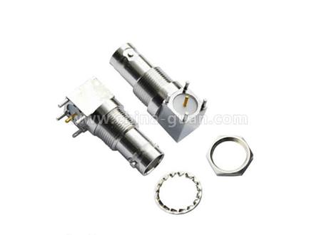 BNC coaxial right-angle PCB mount connector, zinc alloy