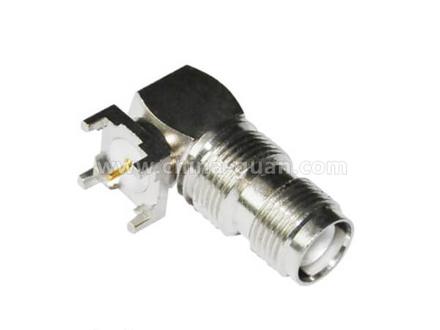 TNC female right-angle bulkhead connector