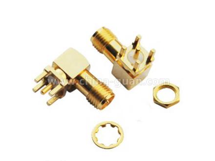 SMA female right-angle bulkhead connector, RP
